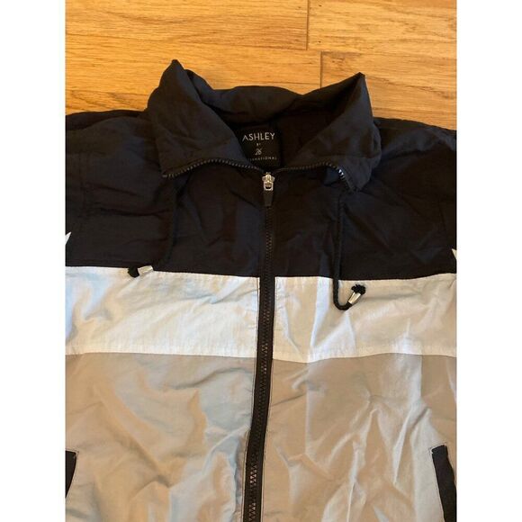 Ashley by 26 International Women colorblock full zip slash pockets windbreaker M - Picture 4 of 9